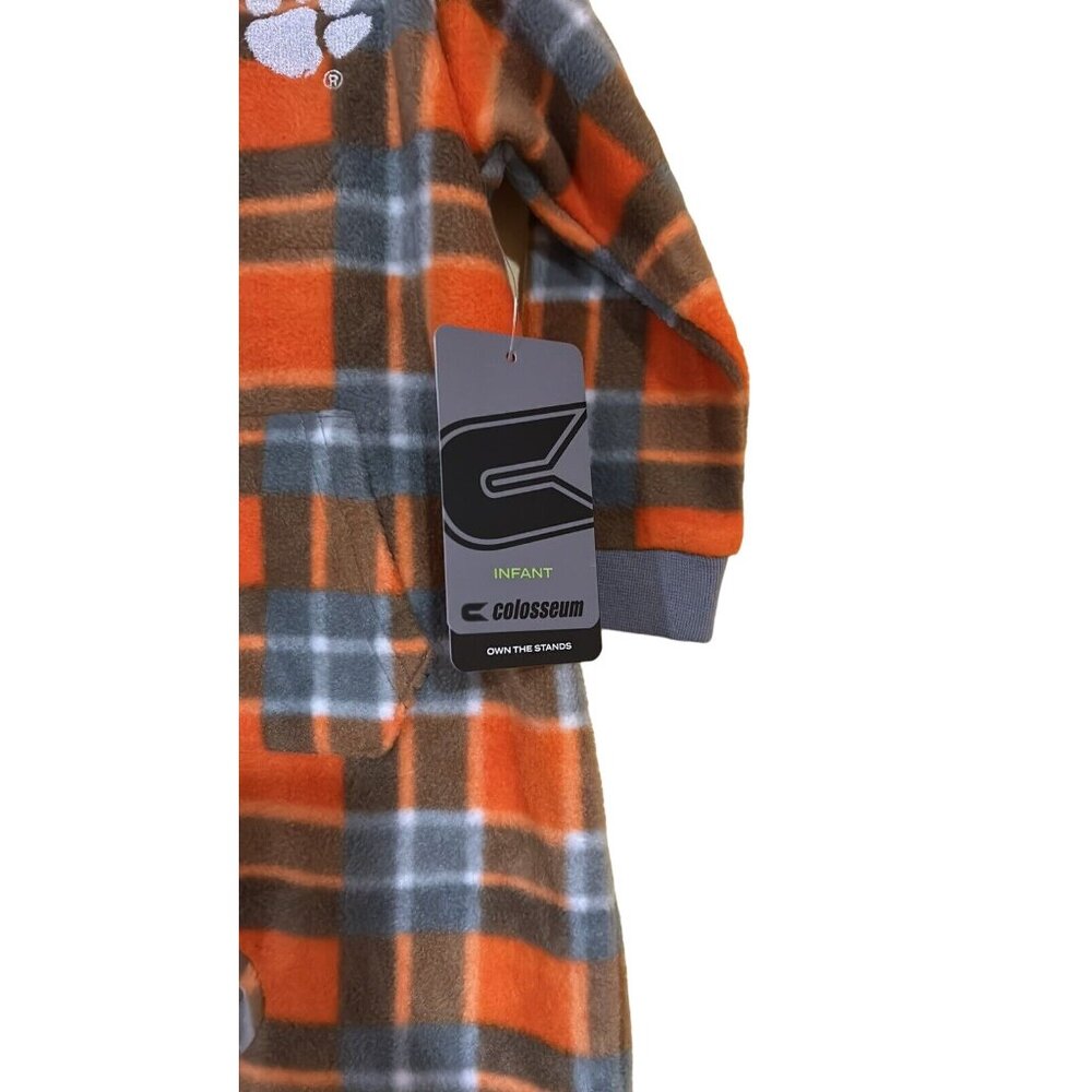 Clemson University Tigers Colosseum Plaid Fleece Infant Jumper Hooded 6-12 M - Picture 3 of 8